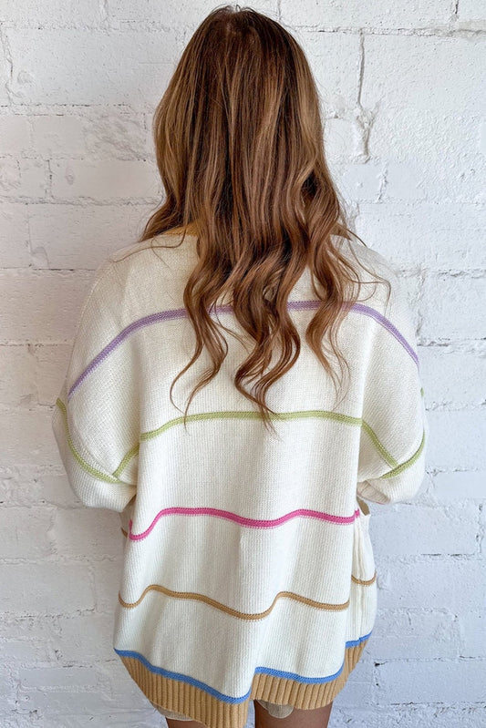 Winter Pastel Stripe Cardigan