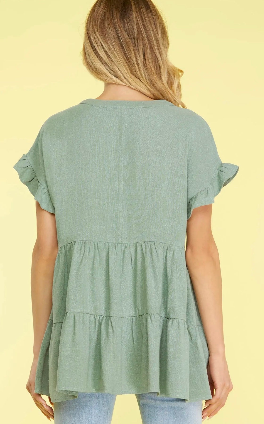 Sage Breeze Tiered Top