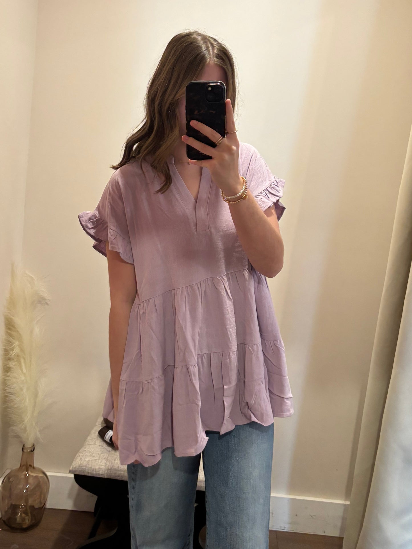 Lavender Tiered Flutter Top
