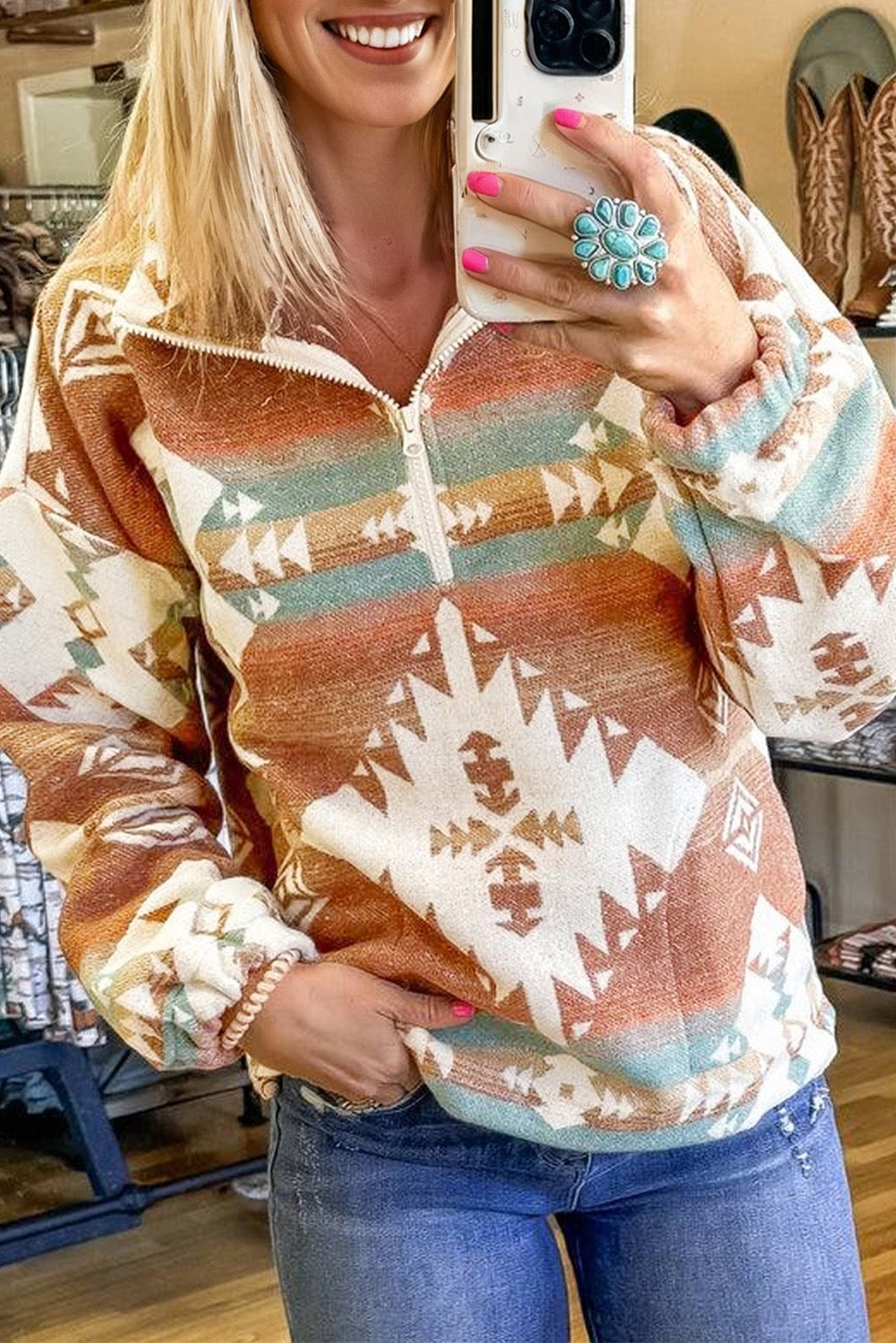 Desert Sunrise Aztec Pullover