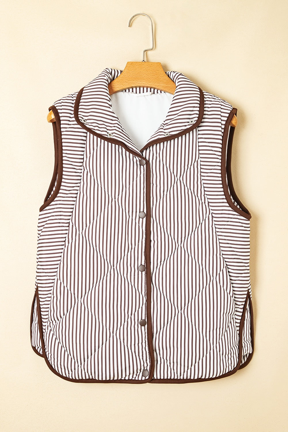 Cocoa Striped Quilted Vest