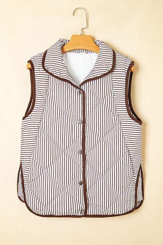 Cocoa Striped Quilted Vest