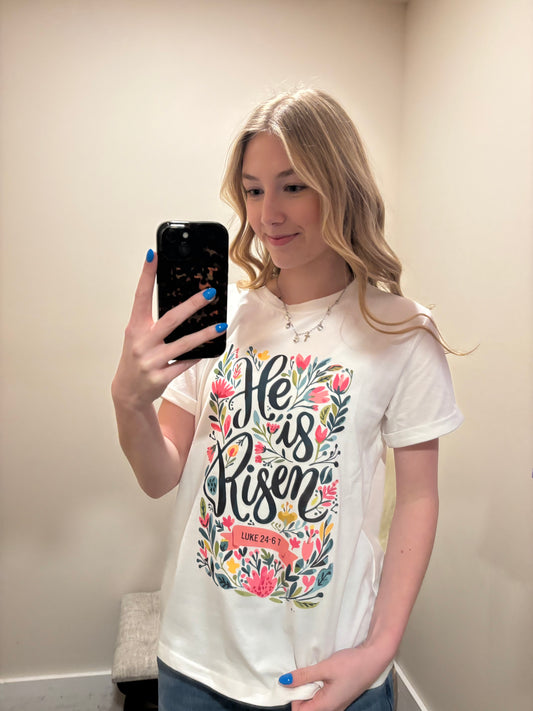 He is Risen Floral Tee