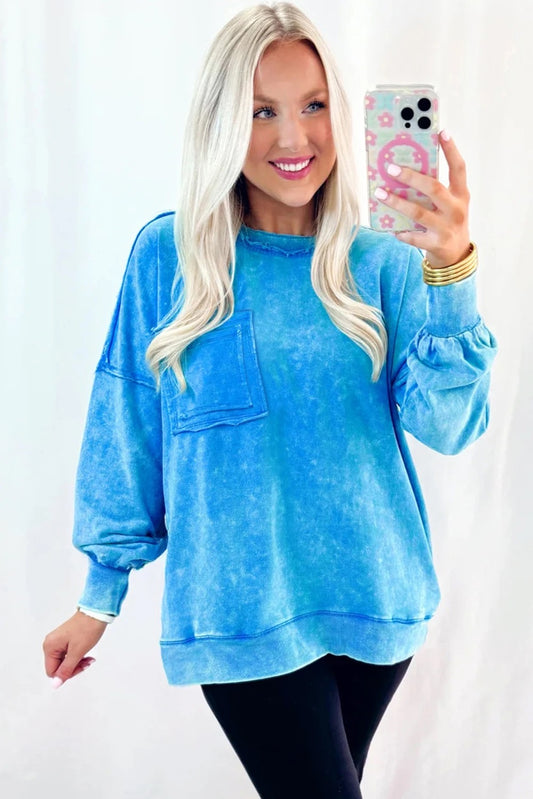 Icy Blue Washed Sweatshirt