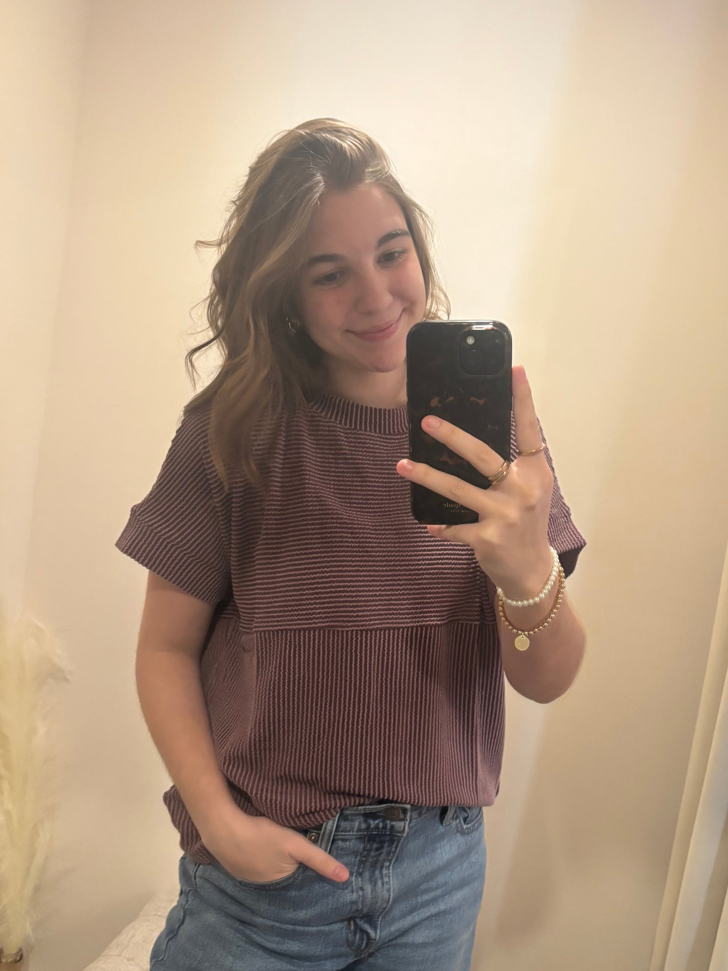 Plum Breeze Striped Knit Top