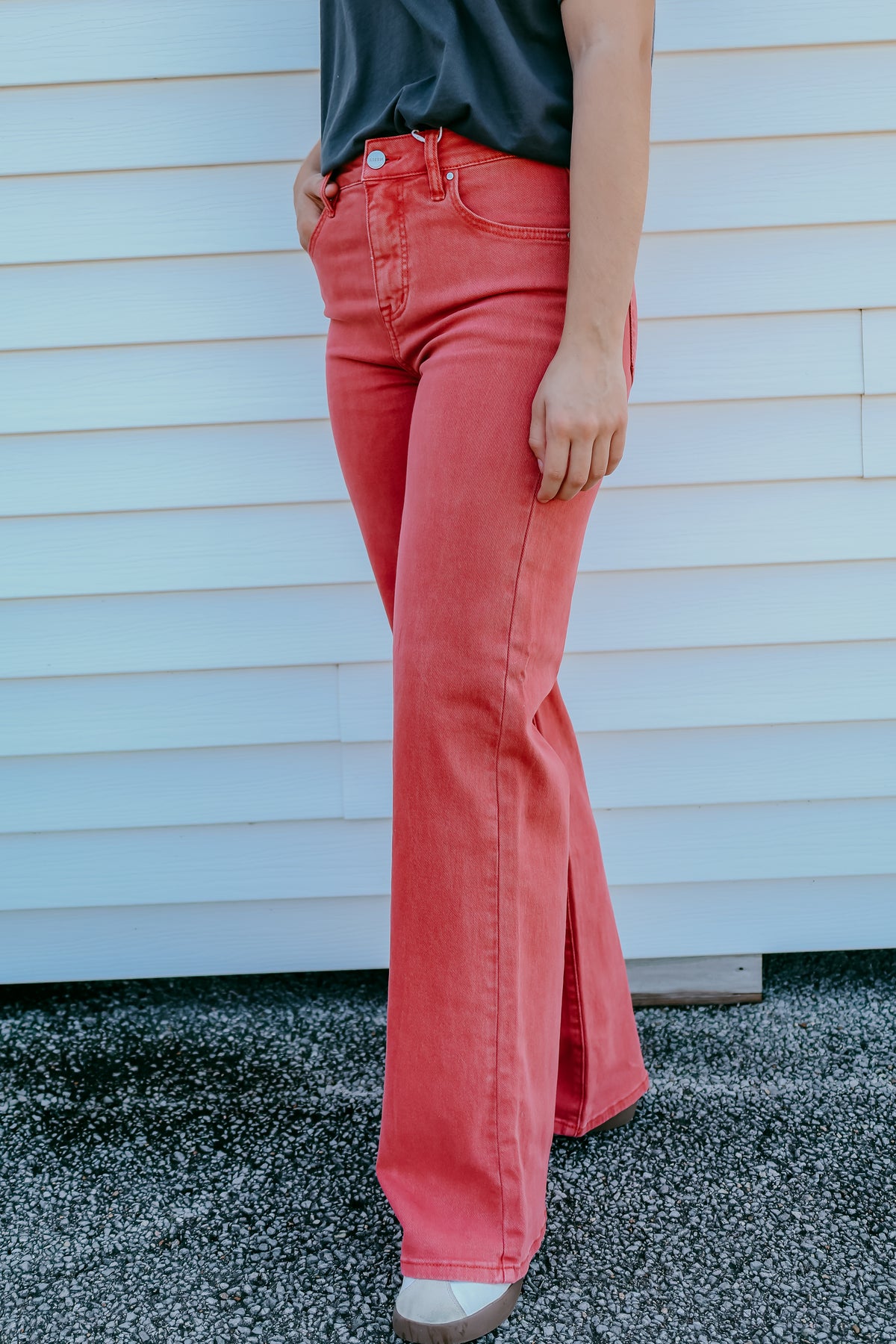 Risen High Rise Wide Jeans- Brick