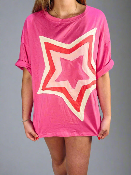 Baby You’re A Star Oversized Tee (Hot Pink)