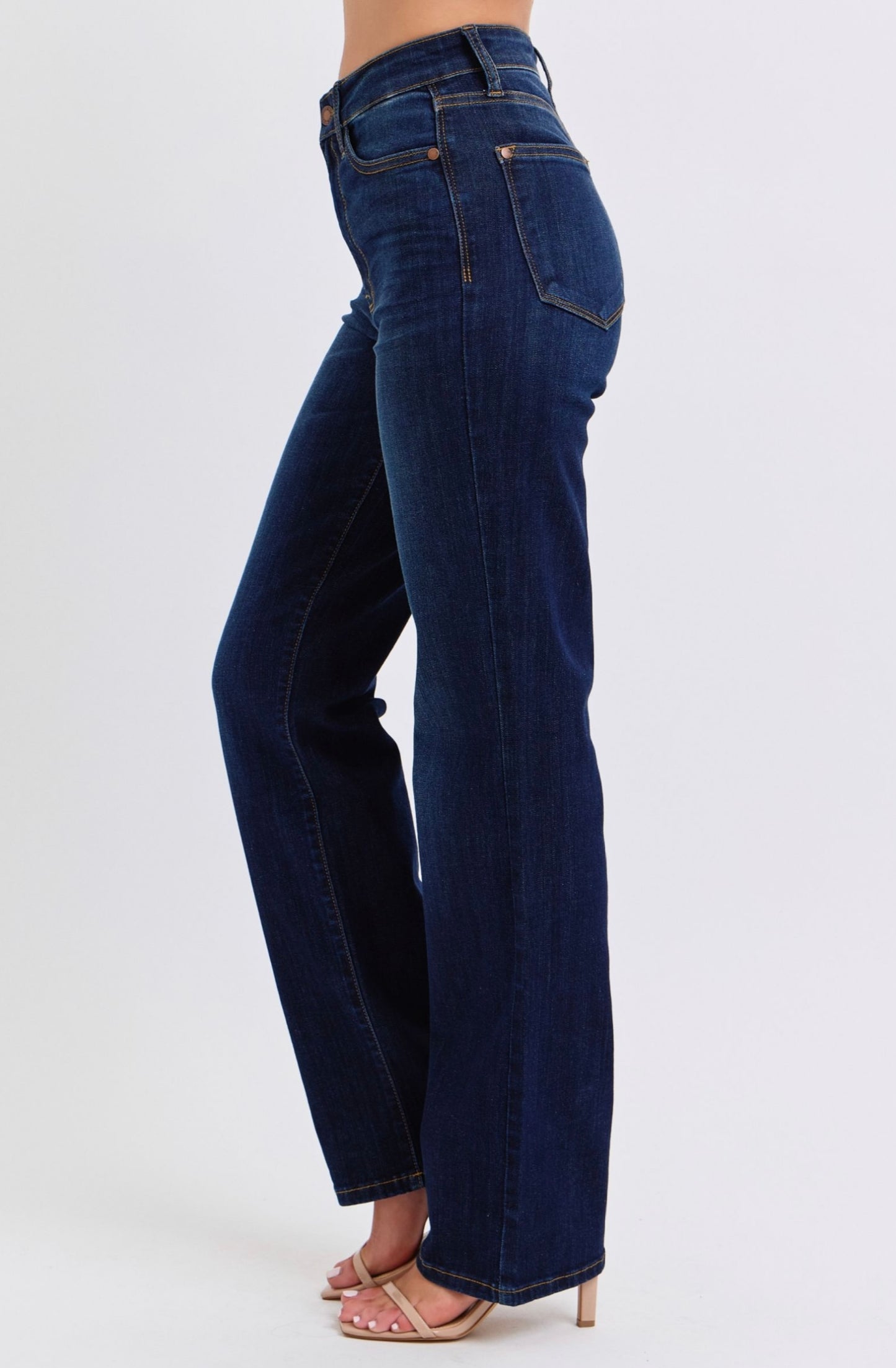 High Waisted Straight Dark Wash Jeans