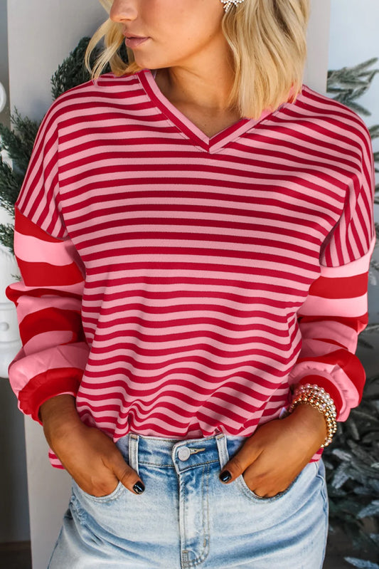 Sweatheart Stripe V-neck