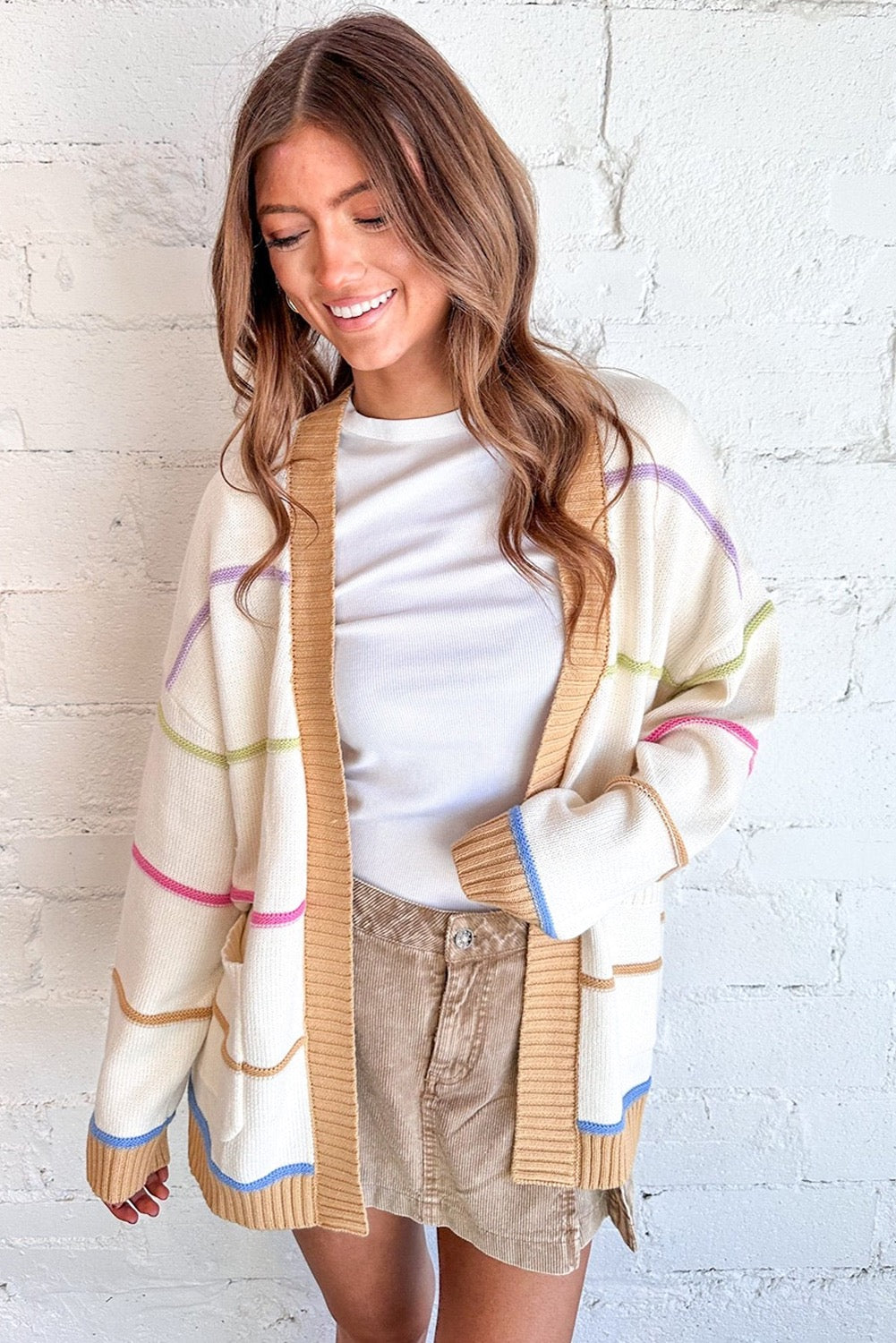 Winter Pastel Stripe Cardigan