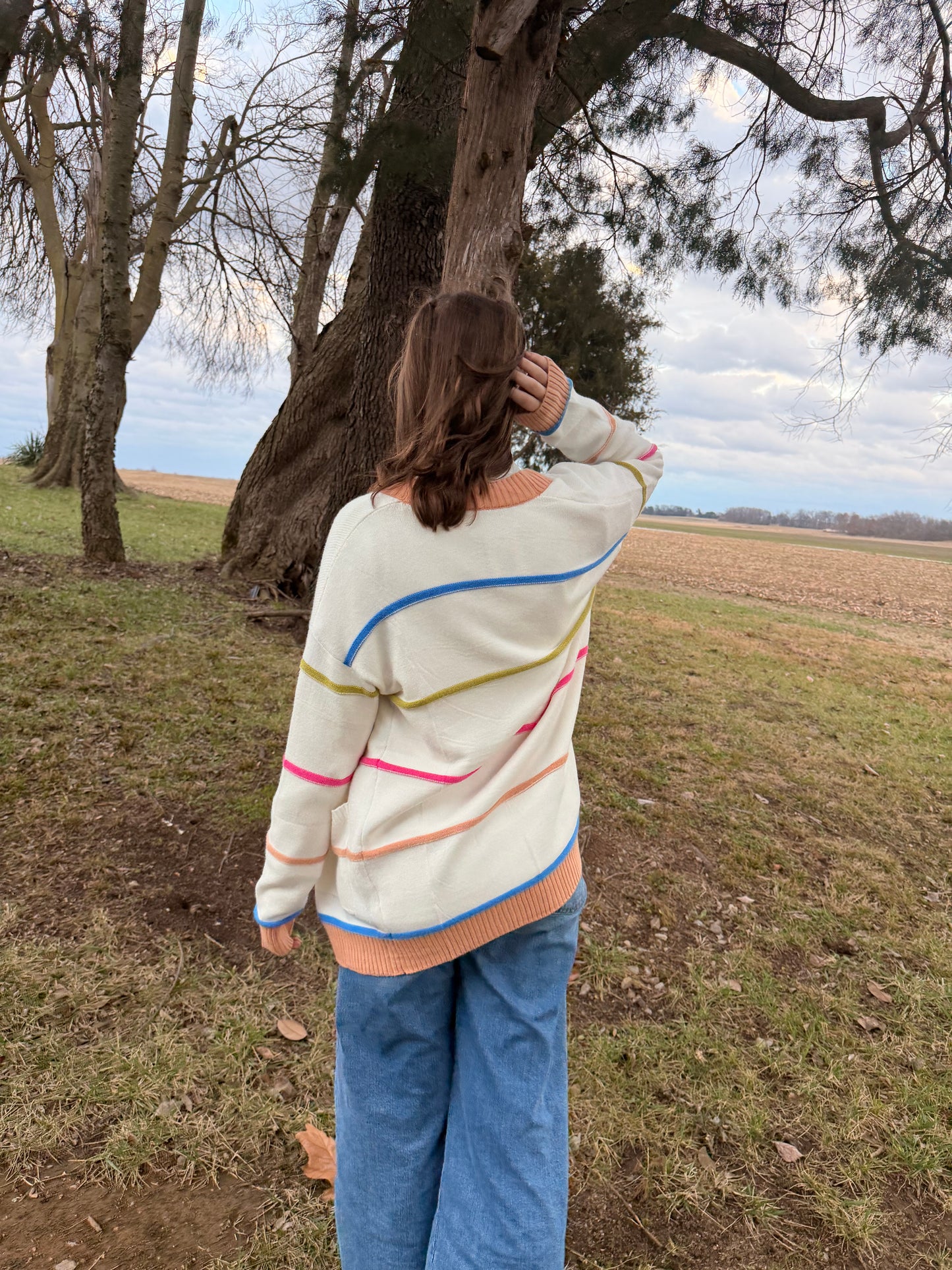 Winter Pastel Stripe Cardigan