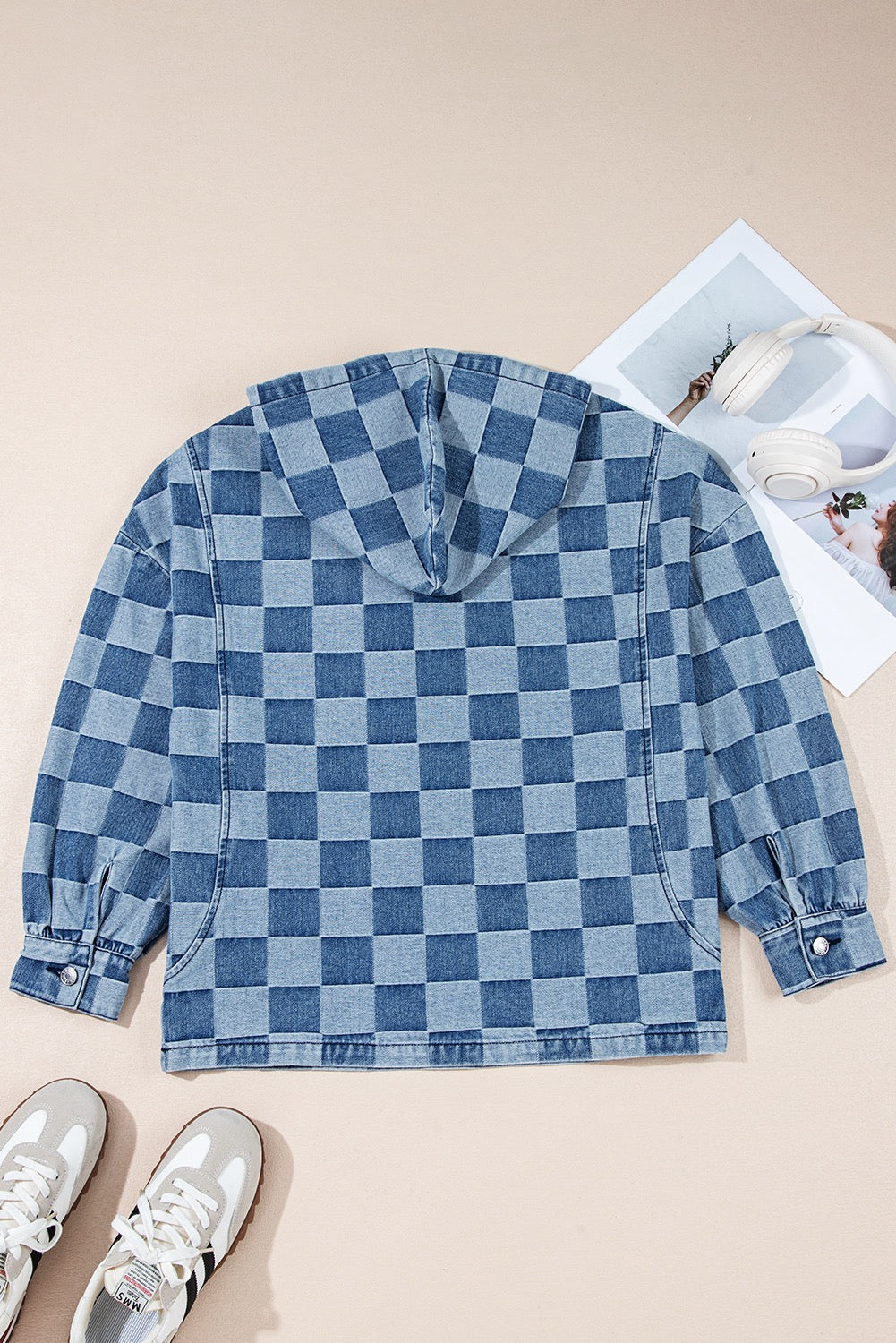 Frosted Denim Check Hoodie