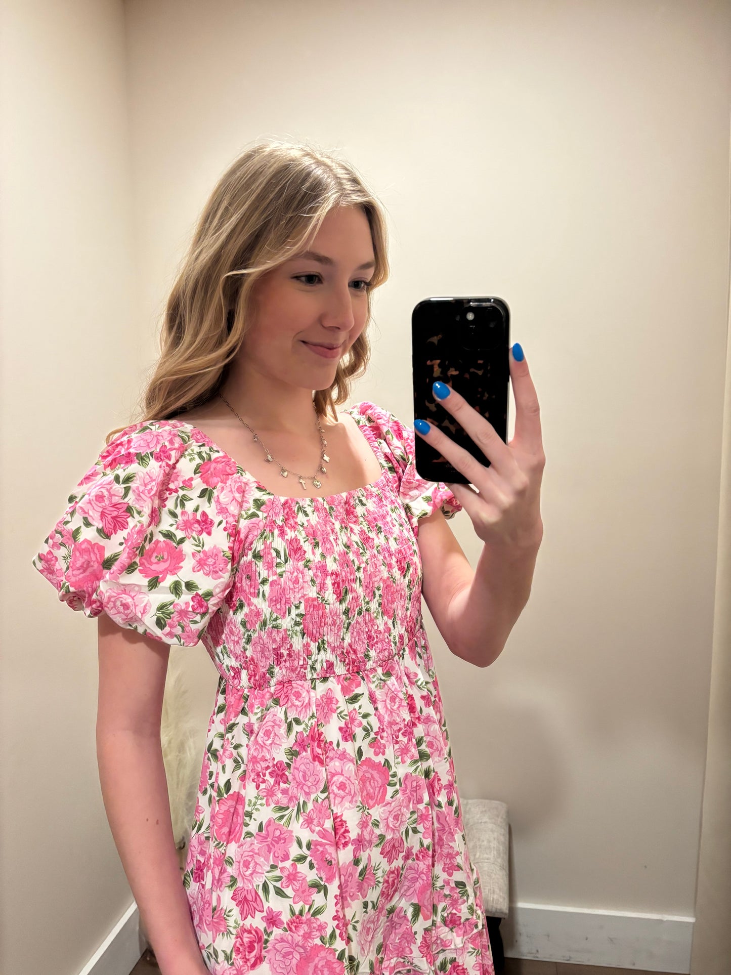 Pink Petals Midi Dress