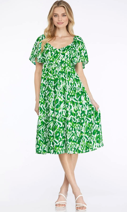 Emerald Garden Midi Dress