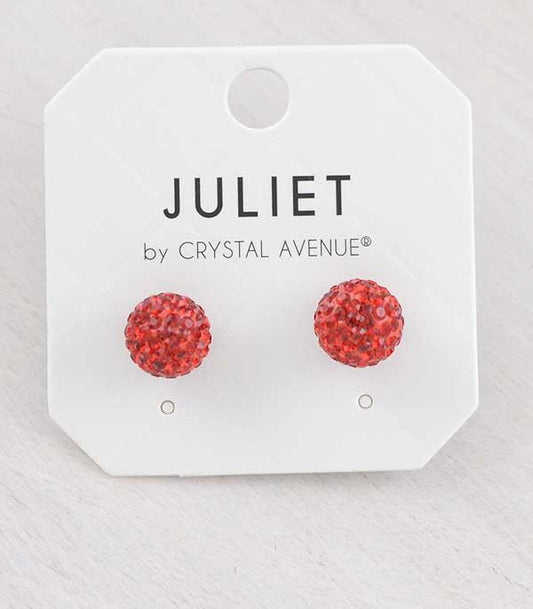 Red Pave Post Earrings