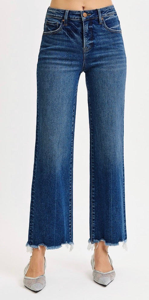 Risen High Rise Straight Jeans- Dark