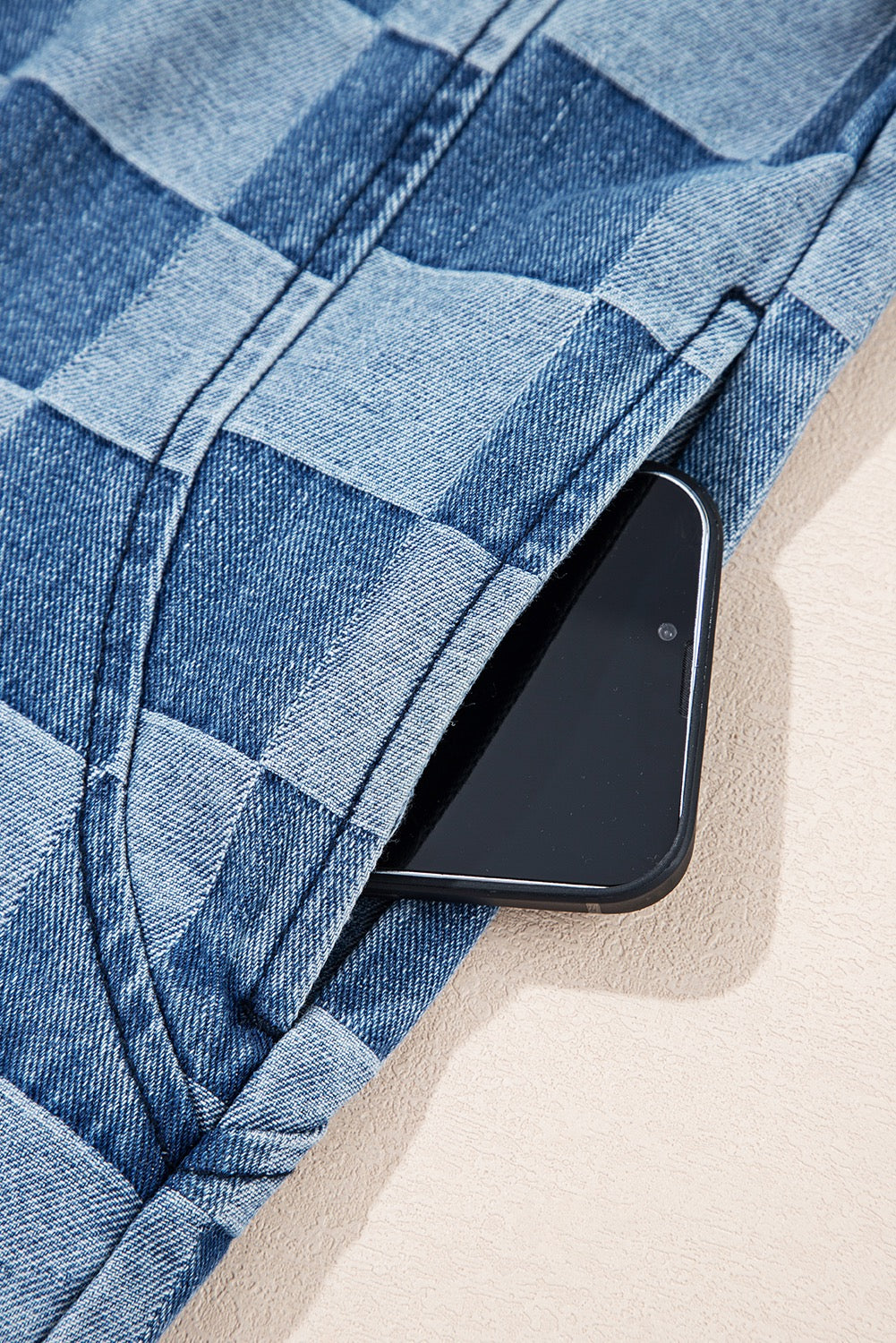 Frosted Denim Check Hoodie