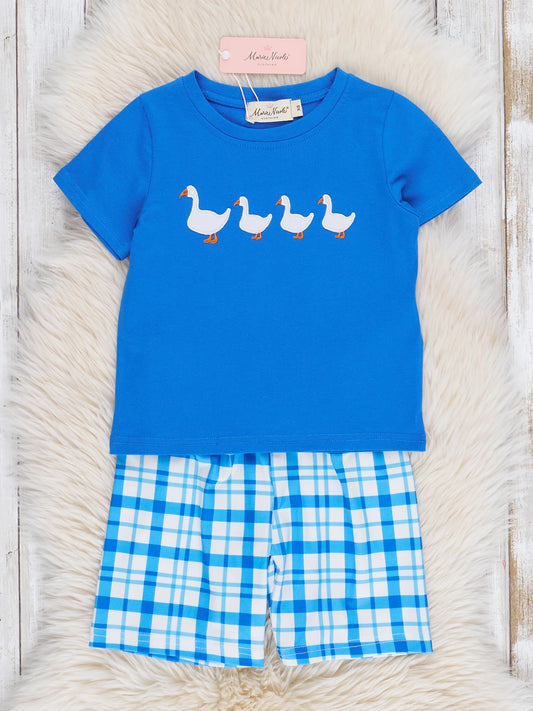Blue Embroidered Duckies Outfit