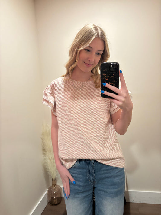 Blush Breeze Ruffle Sleeve Top