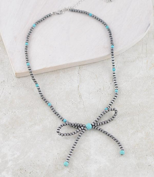 Navajo Turquoise Bow Beaded Necklace