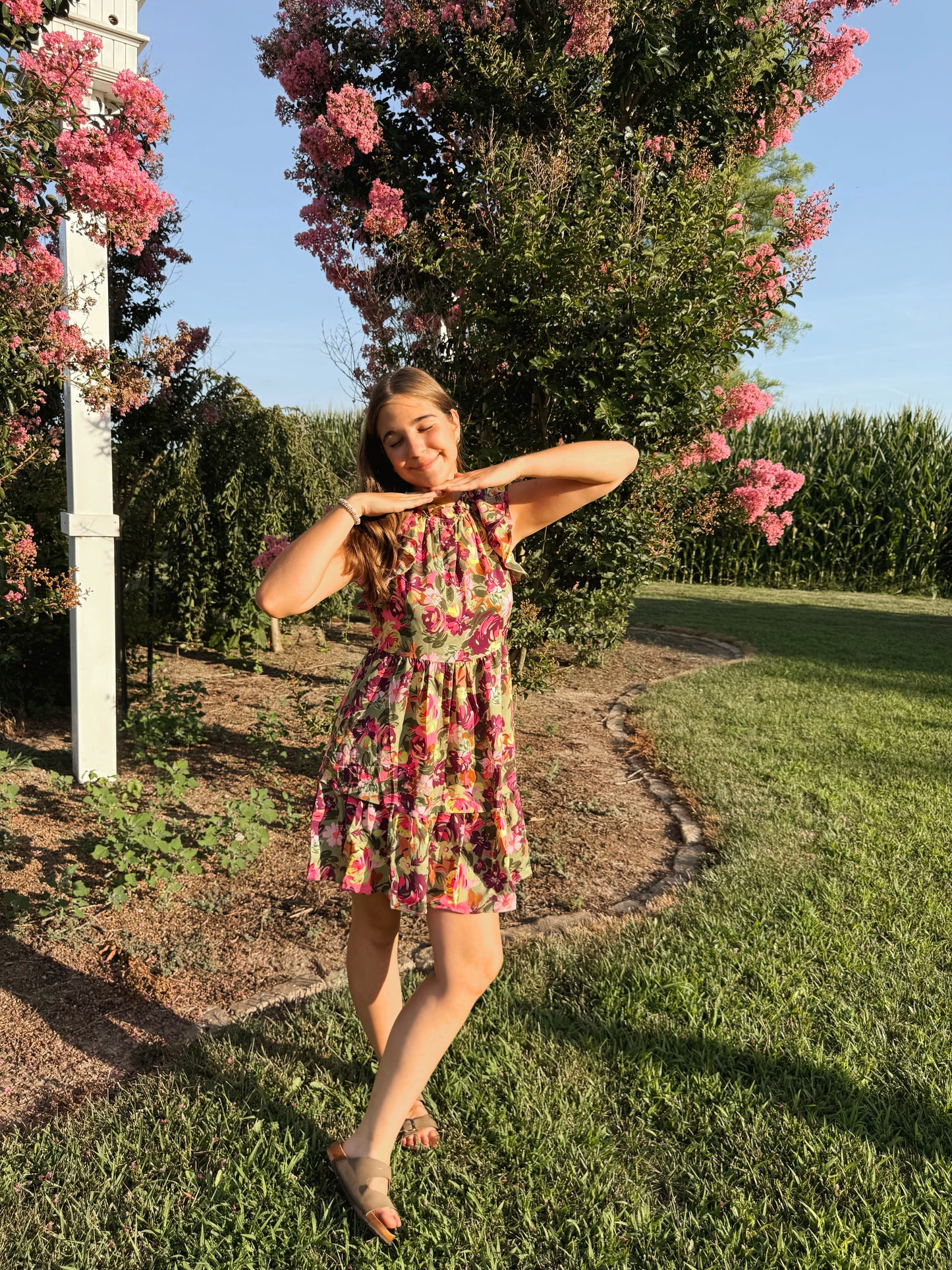 Green and Purple Floral Dress