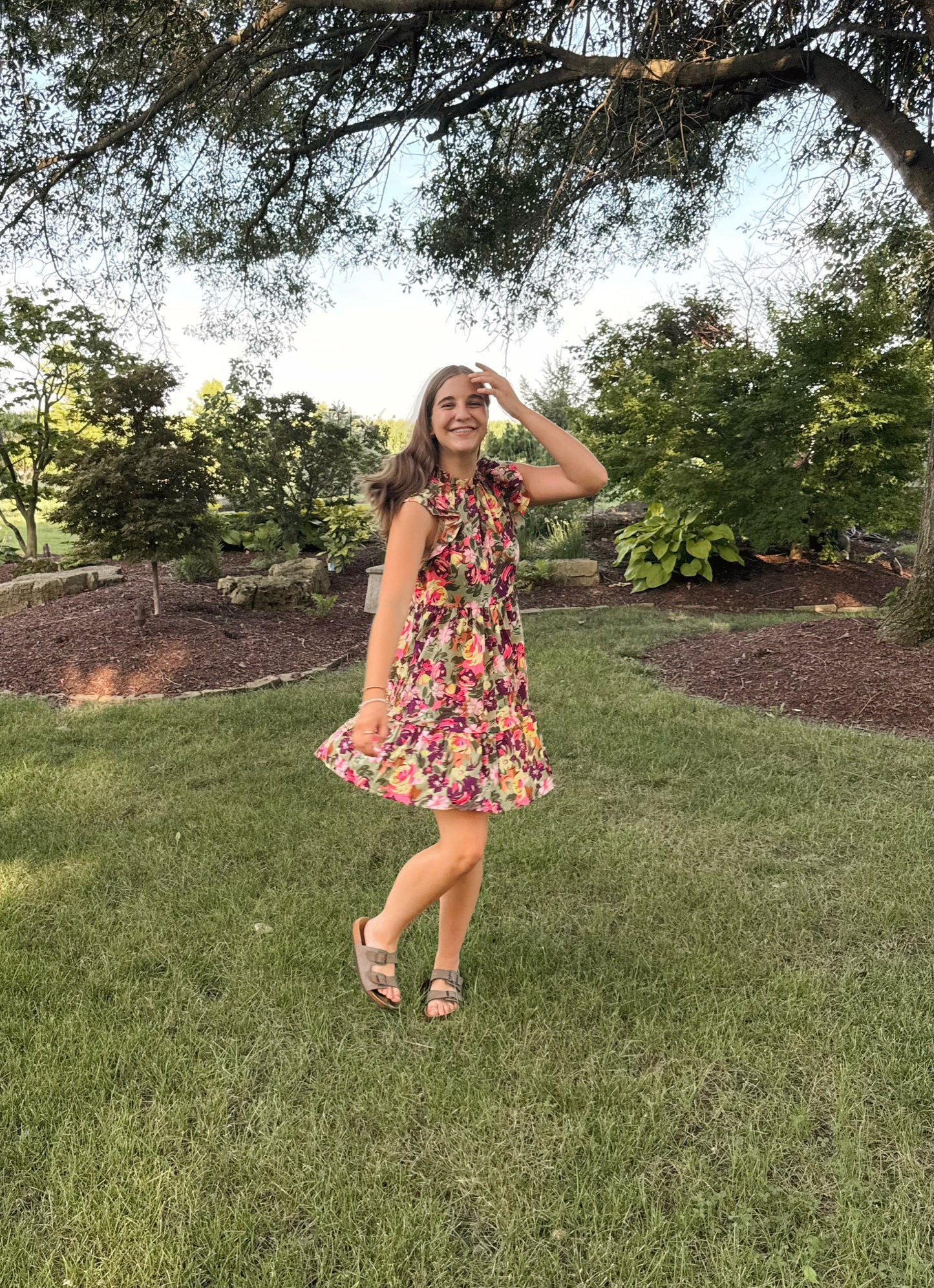 Green and Purple Floral Dress