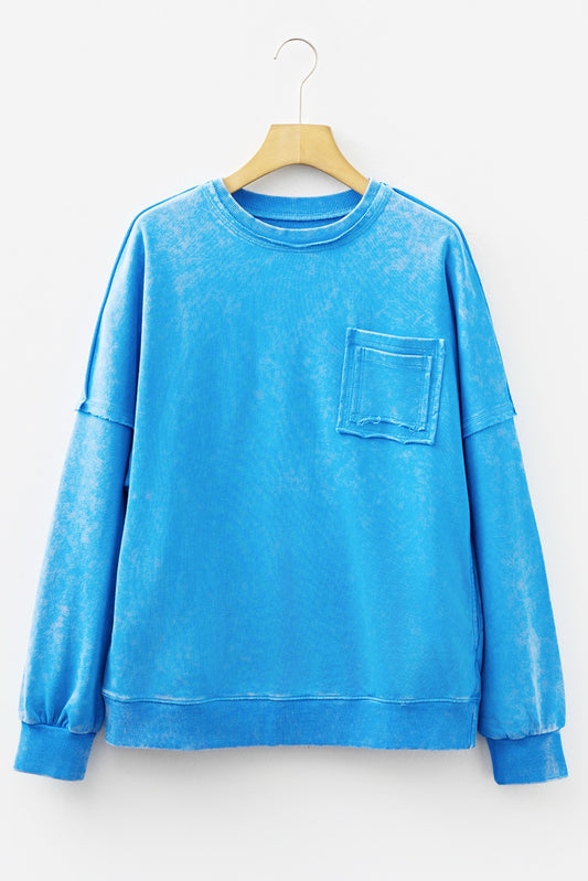 Icy Blue Washed Sweatshirt
