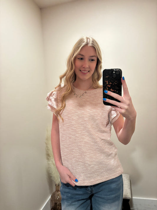 Blush Breeze Ruffle Sleeve Top