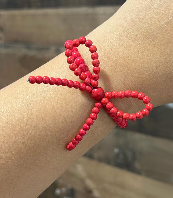 Red Bow Beaded Bracelet