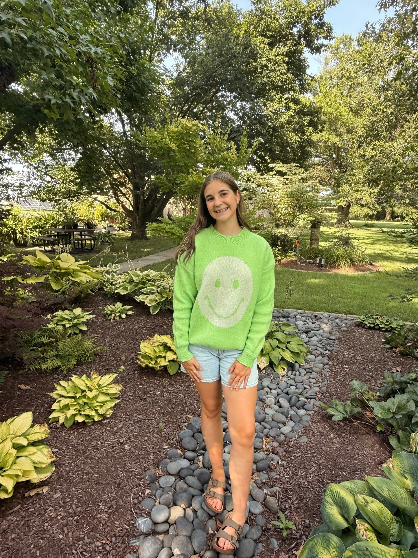 Lime Smiley Face Sweater