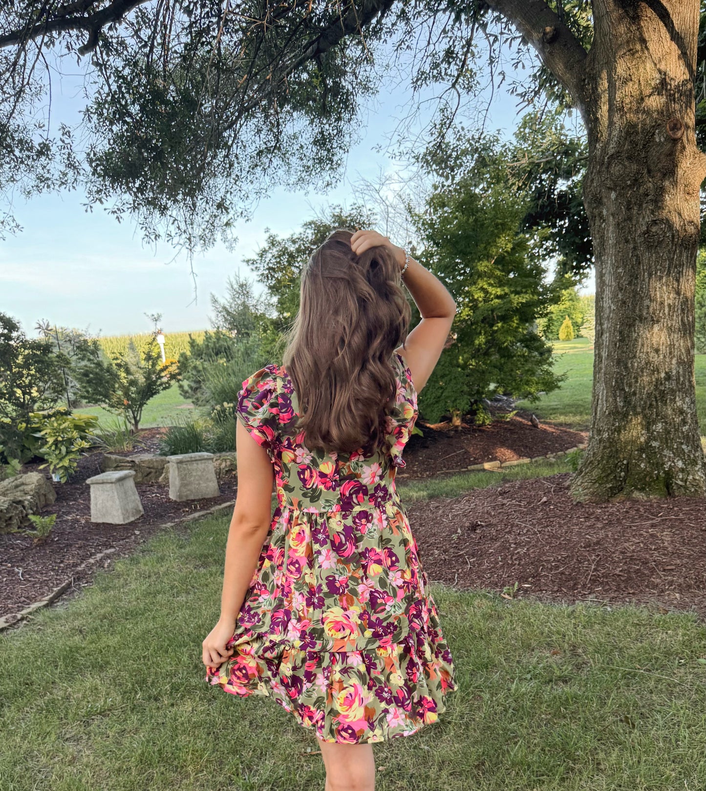 Green and Purple Floral Dress