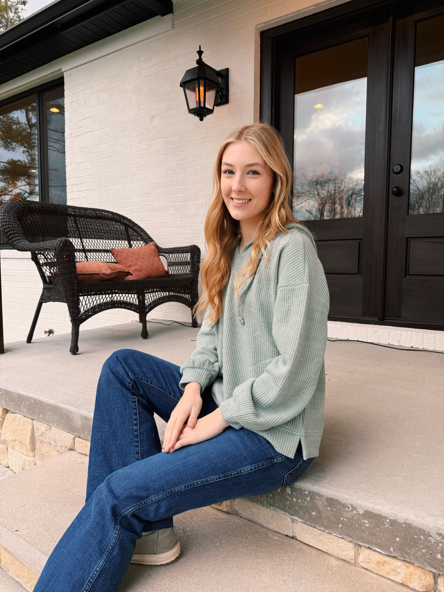 Soft Sage Knit Hoodie