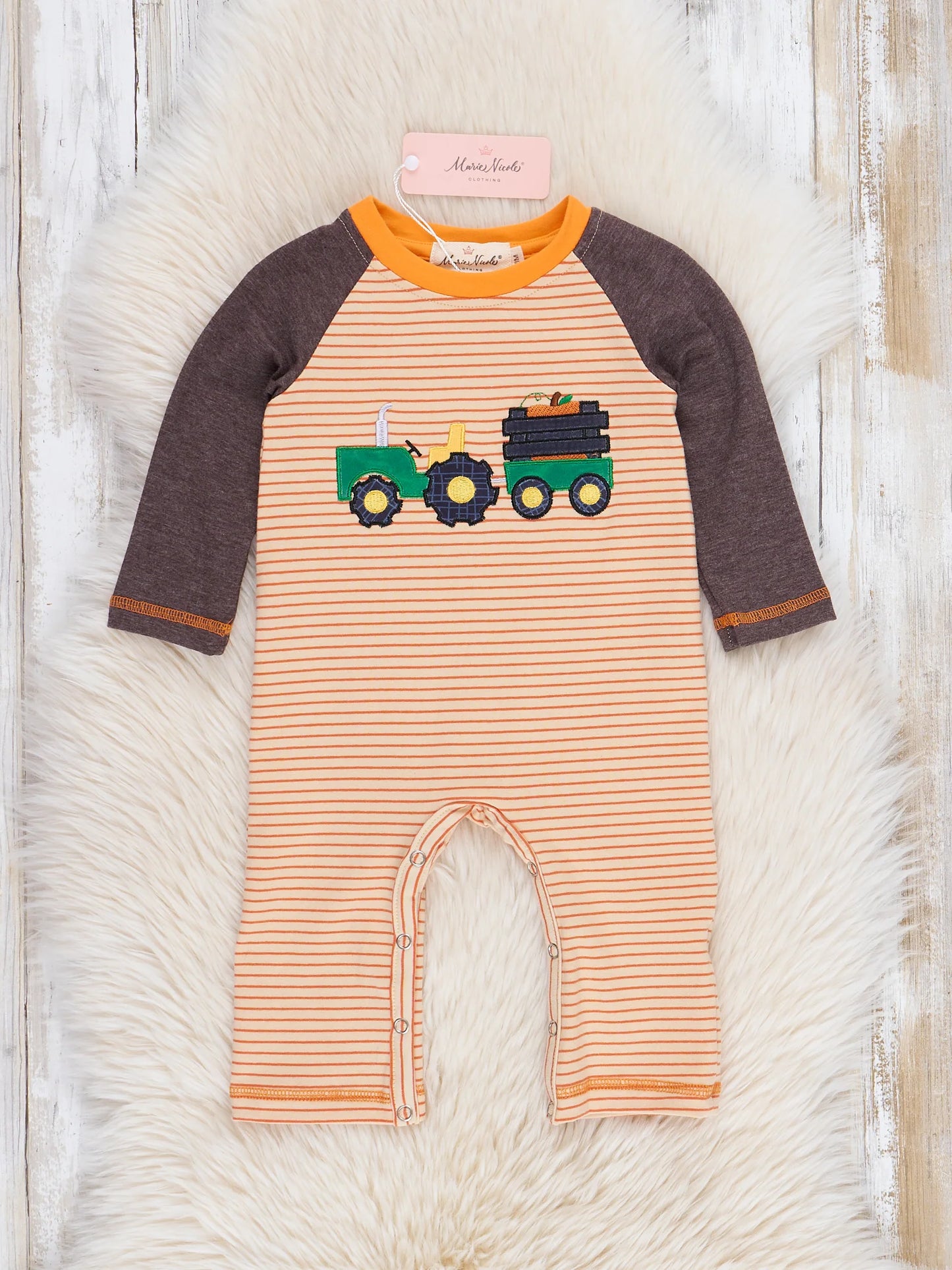 Striped Farm Truck Embroidered Pumpkin