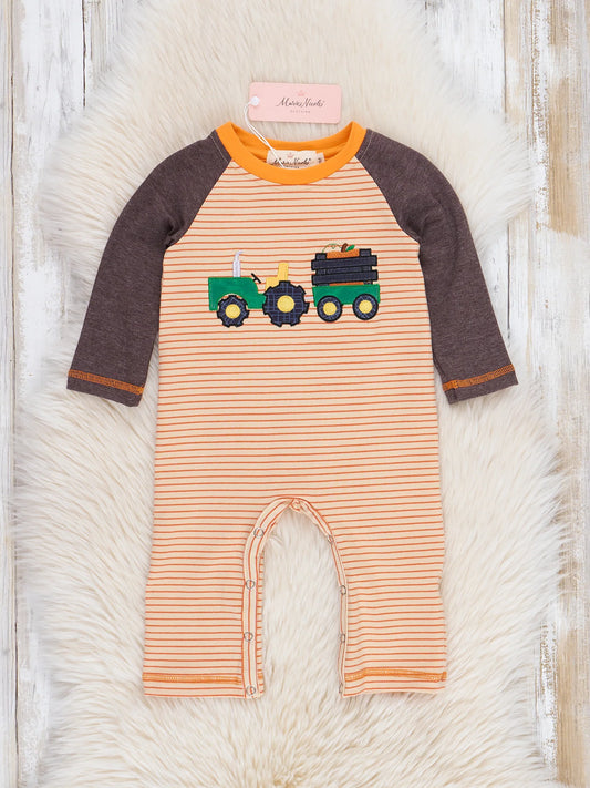 Striped Farm Truck Embroidered Pumpkin
