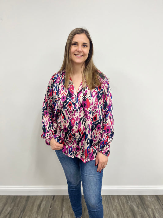 Magenta Satin Blouse