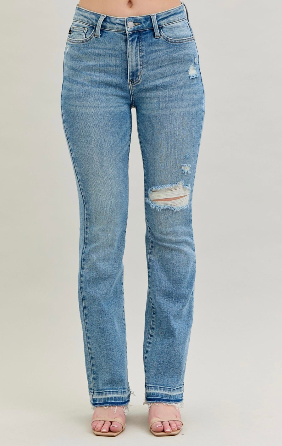 MID RISE DESTROY & RELEASED HEM BOOTCUT