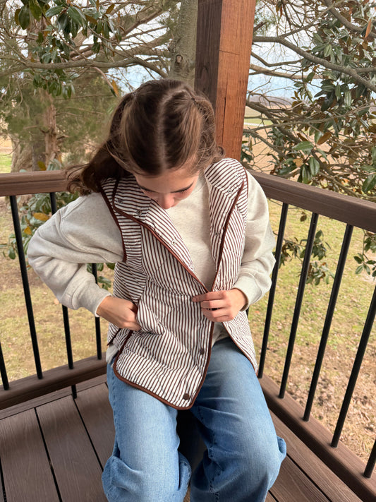 Cocoa Striped Quilted Vest