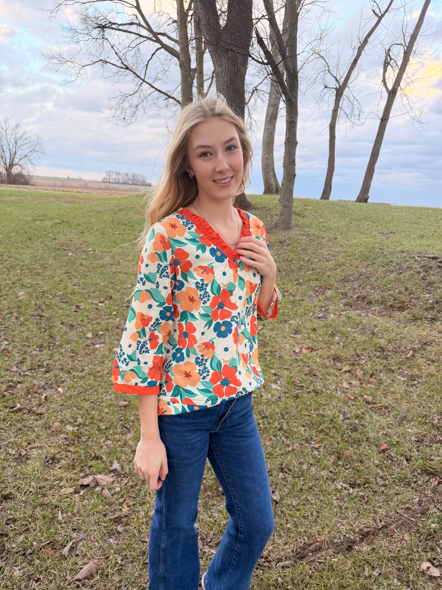 Harvest Bloom Ruffle Top