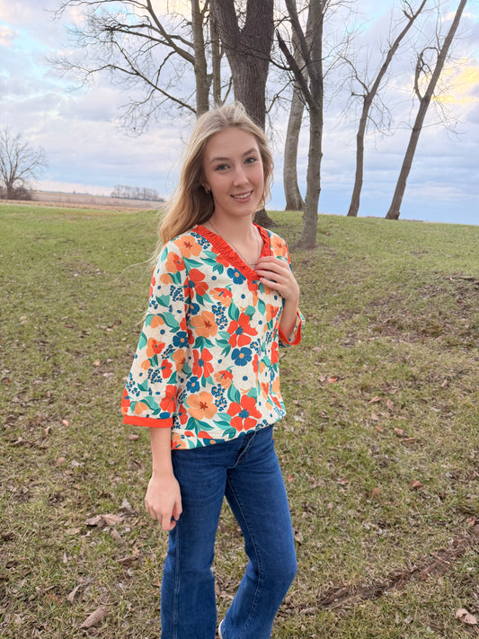 Harvest Bloom Ruffle Top