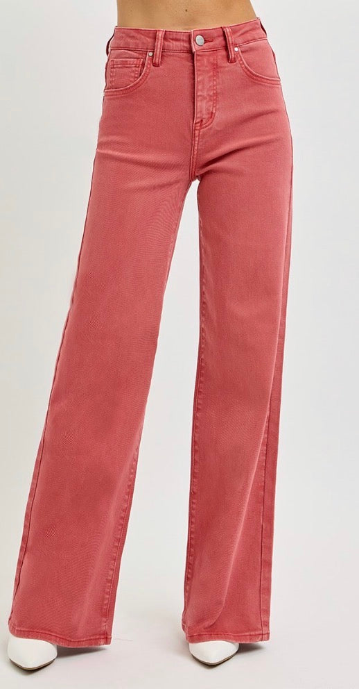 Risen High Rise Wide Jeans- Brick