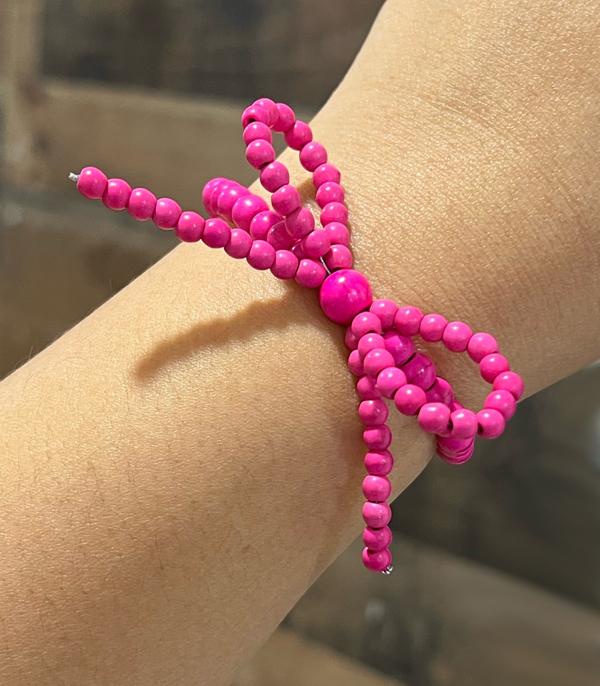 Pink Bow Beaded Bracelet