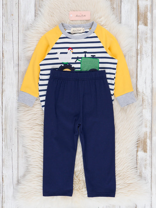 Striped Chicken Tractor Raglan Outfit