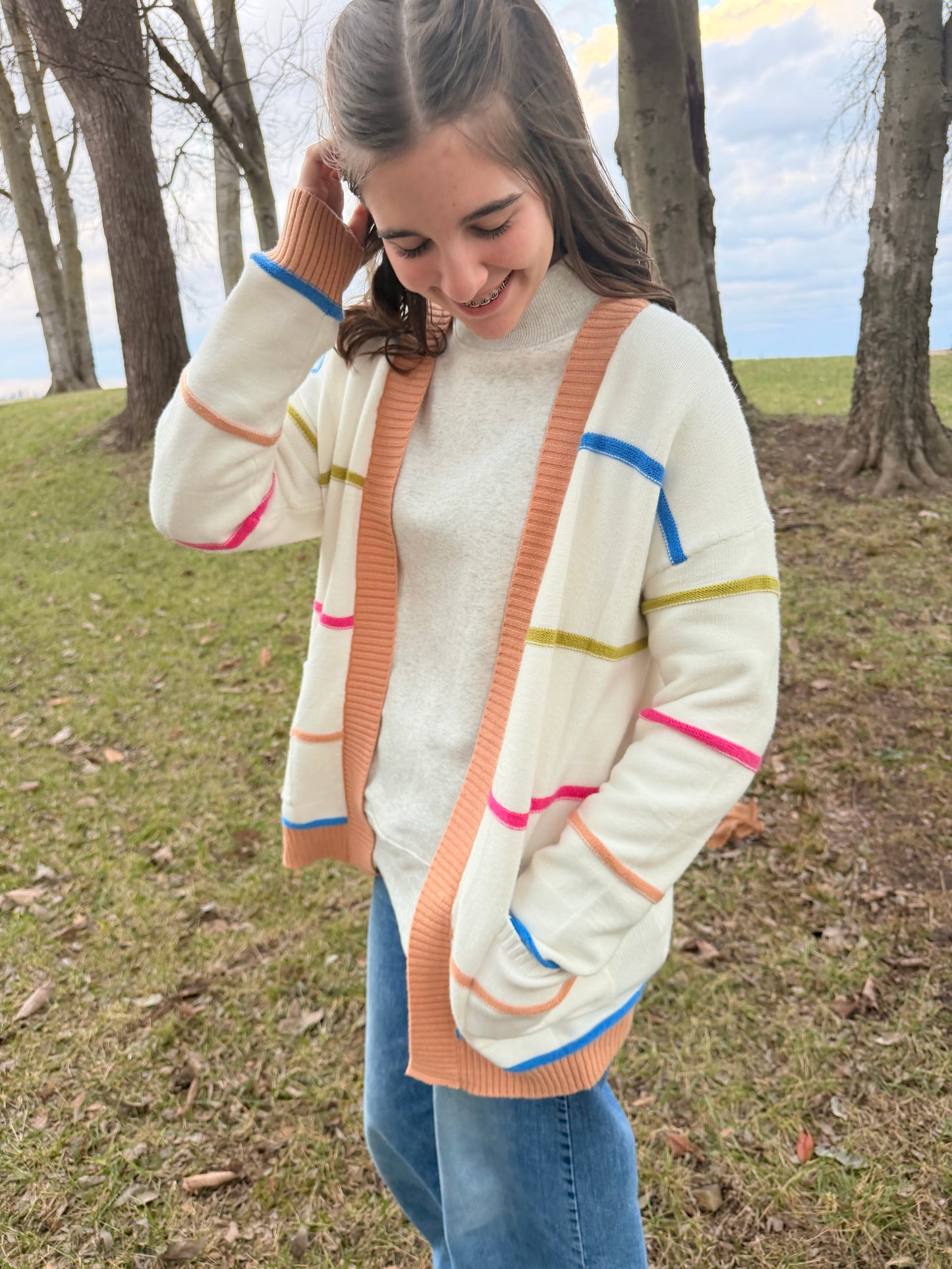 Winter Pastel Stripe Cardigan