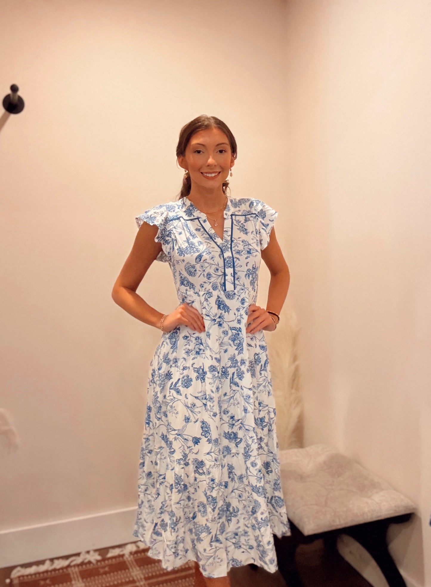 Blue Meadow Tiered Midi Dress