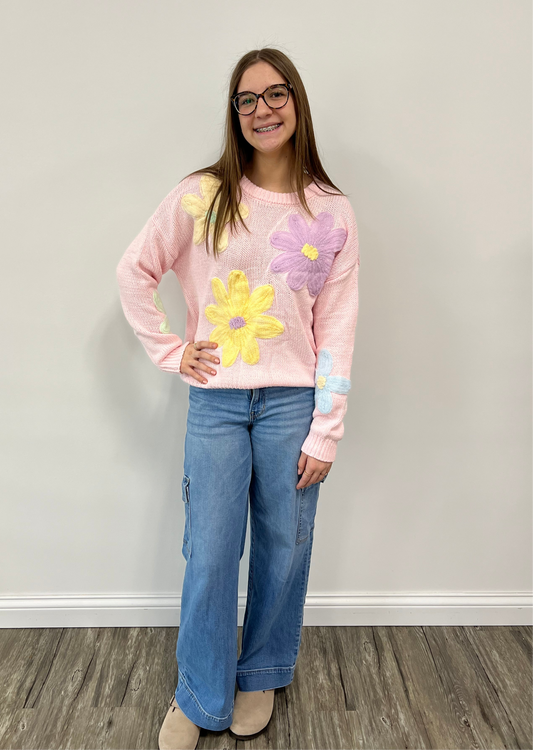 Embroidered Floral Sweater