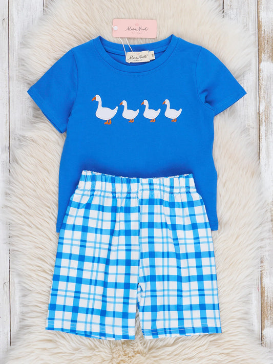 Blue Embroidered Duckies Outfit