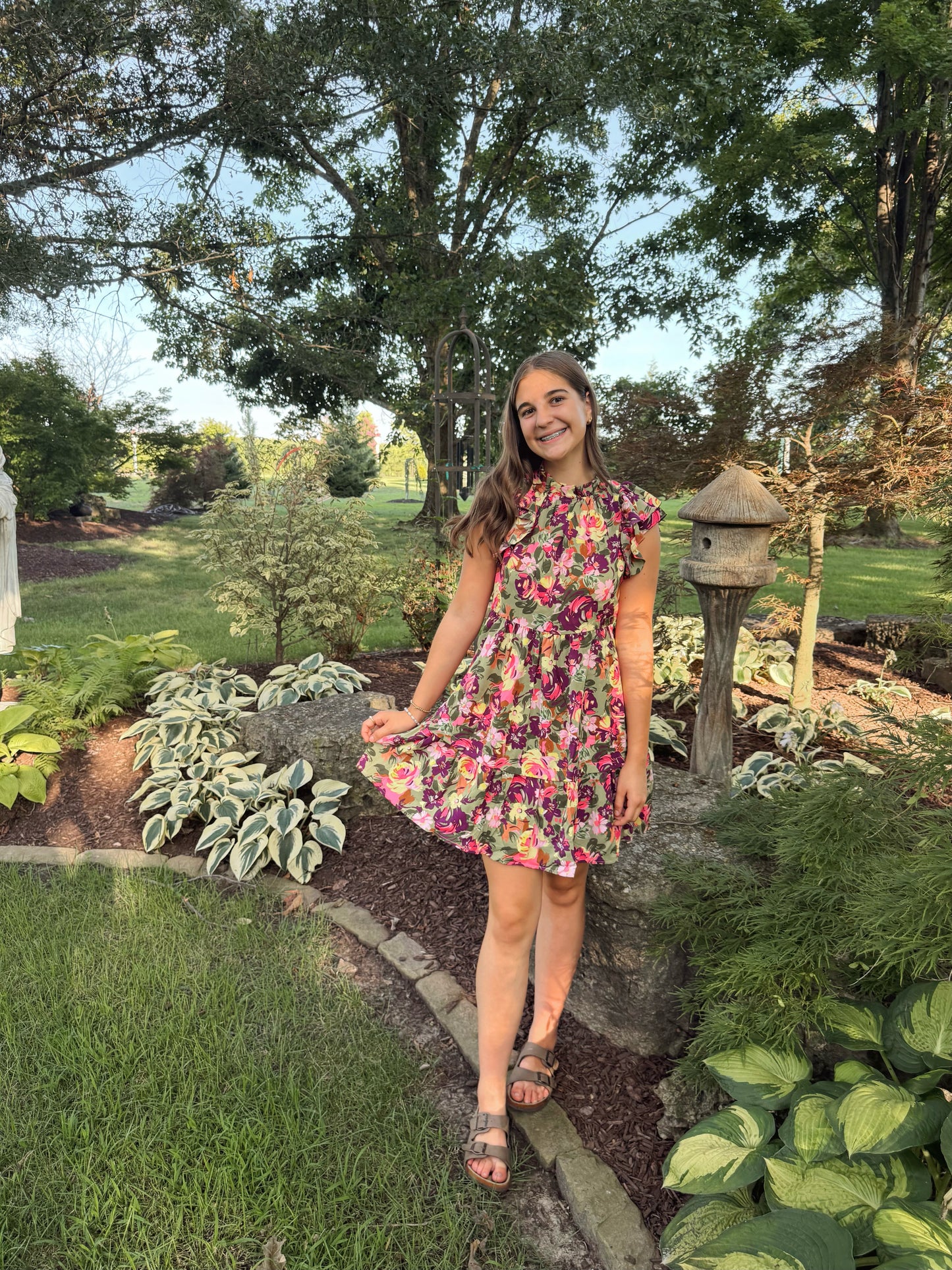 Green and Purple Floral Dress