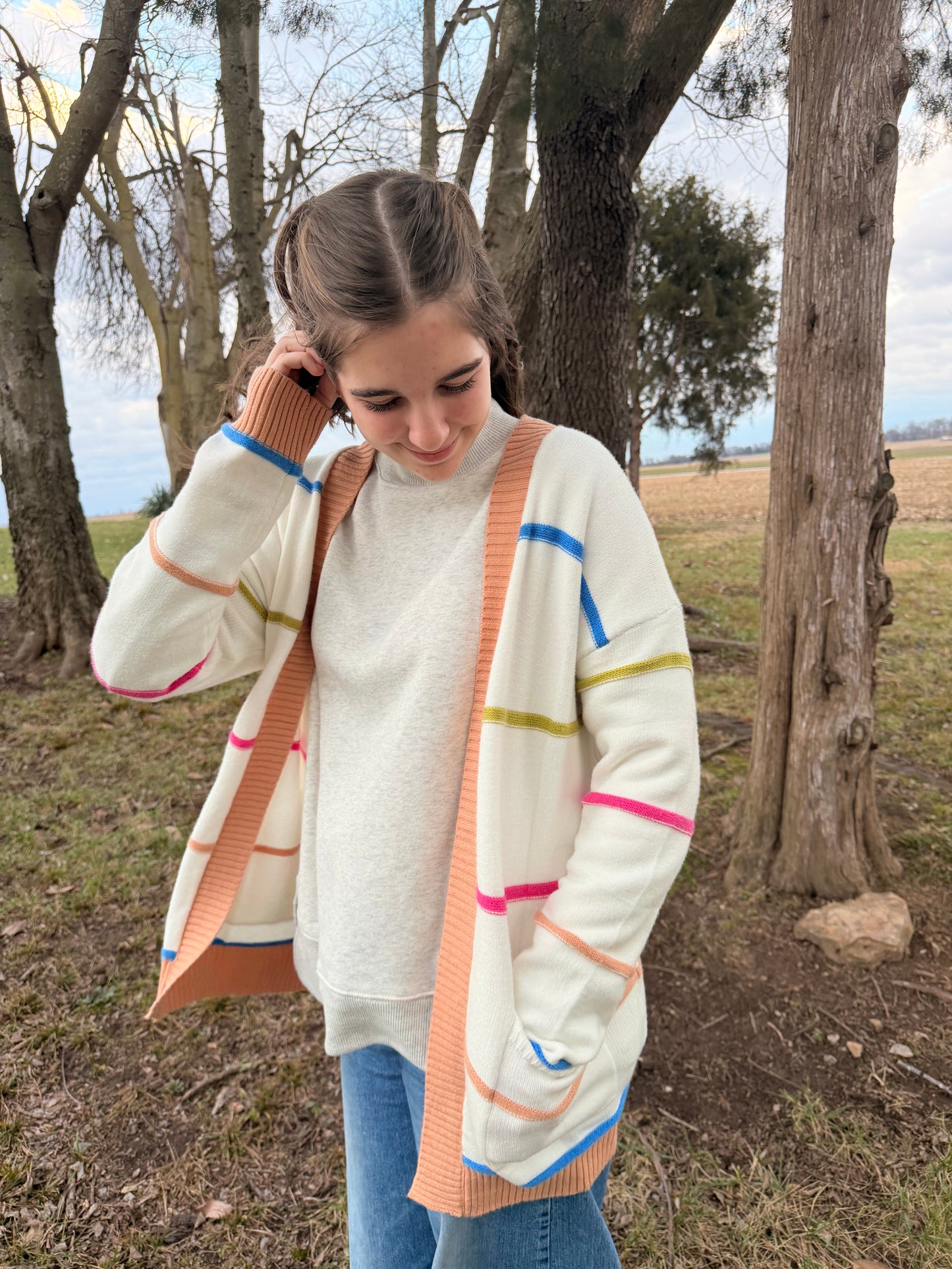 Winter Pastel Stripe Cardigan