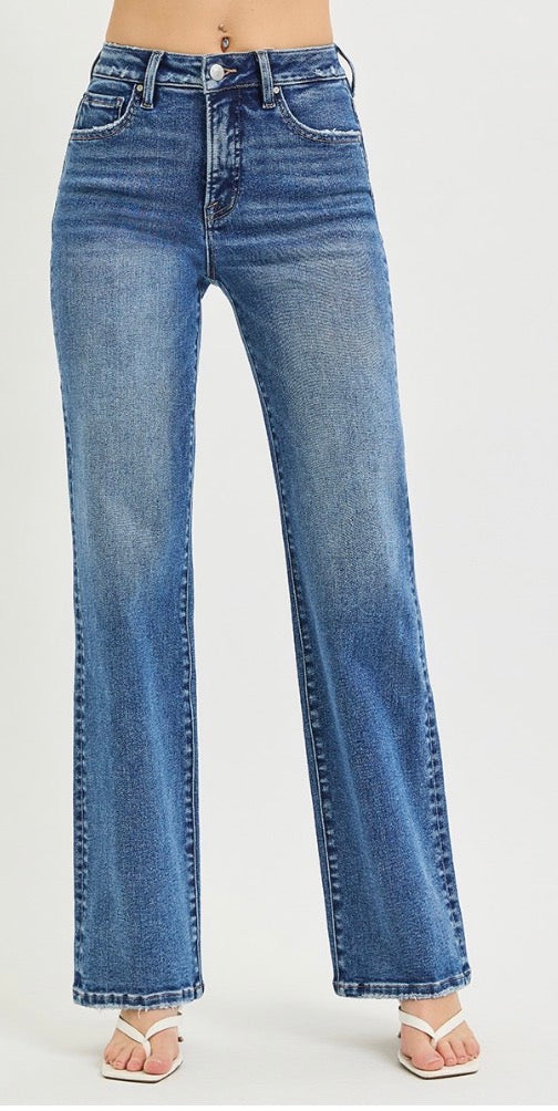 Risen High Rise Straight Jeans