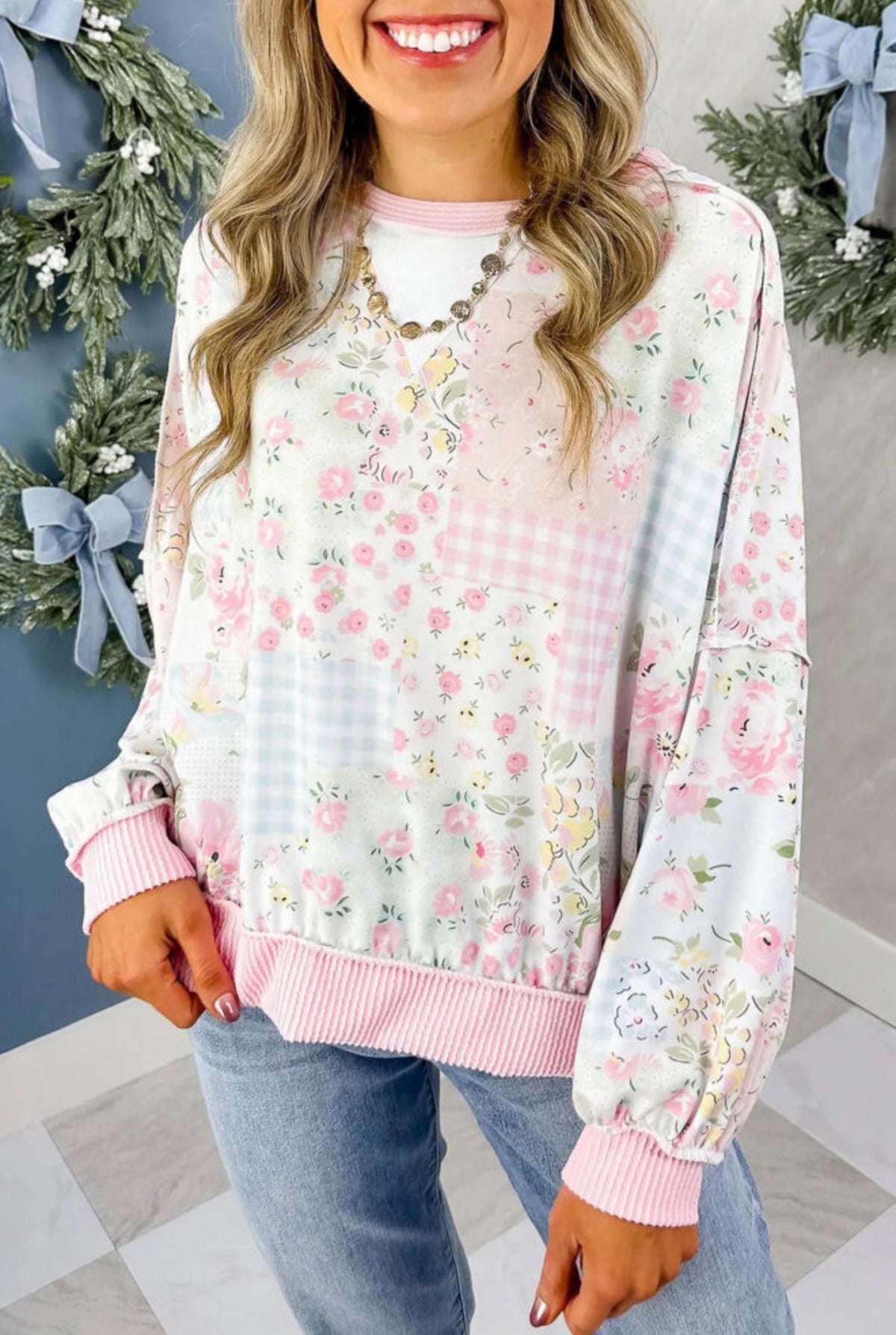 Sweet Grace Patchwork Pullover